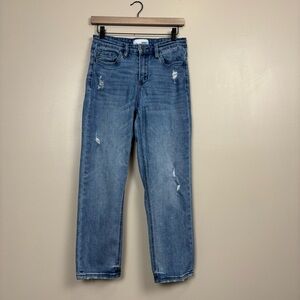 Vervet Jeans Womens 27 Blue Straight Leg Cropped Distressed‎ Mid Rise Denim